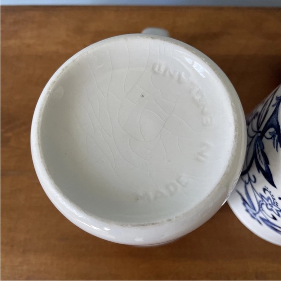 J &G Meakin Blue Nordic Blue Onion Mug Set With Wooden Mug Stand - Picture 9 of 9